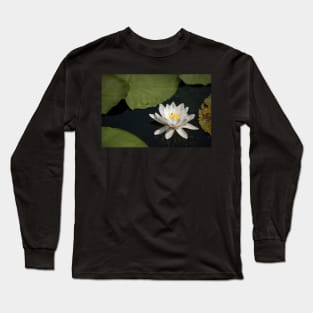 Beautiful white waterlily in the Danube Delta, Romania, on summer day Long Sleeve T-Shirt